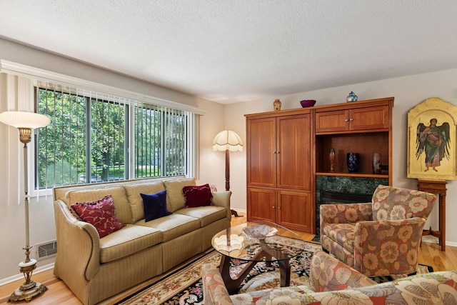 8447 Morgan Ln, Eden Prairie, MN 55347 - living room featuring light wood finished floors and a textured ceiling