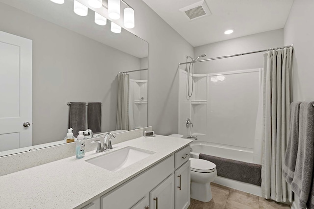 14145 Aberdeen Way, Rosemount, MN 55068 - full bathroom with vanity, shower / tub combo, and tile patterned flooring