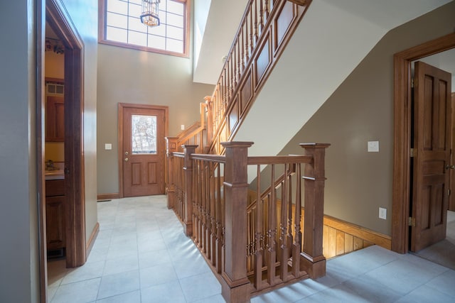 1757 325th Ave, West Sweden Twp, WI 54837 - entrance foyer with a high ceiling and light tile patterned floors