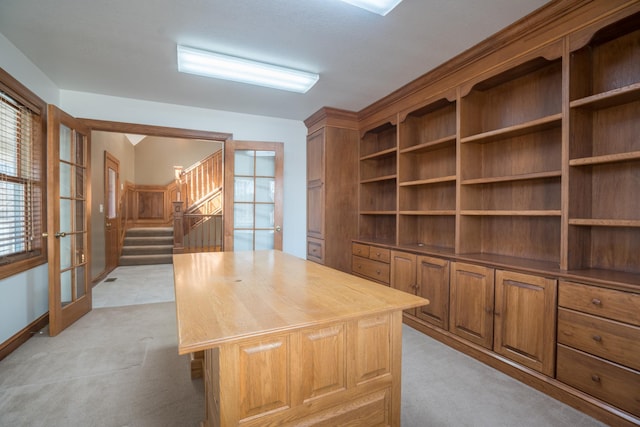 1757 325th Ave, West Sweden Twp, WI 54837 - unfurnished office featuring light carpet, french doors, and healthy amount of natural light