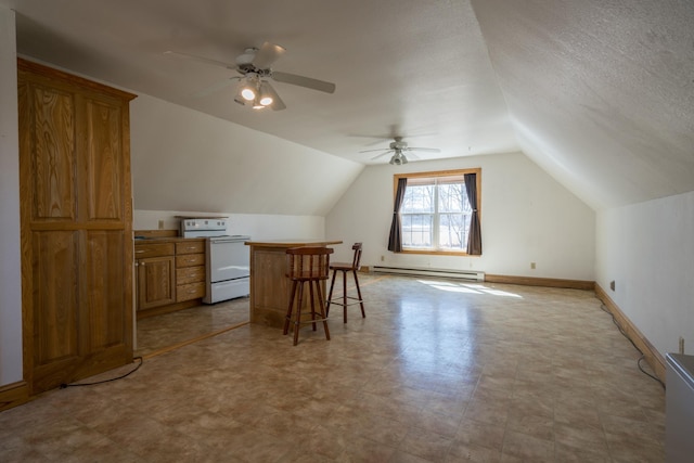 1757 325th Ave, West Sweden Twp, WI 54837 - bonus room with a baseboard heating unit, lofted ceiling, ceiling fan, and light flooring