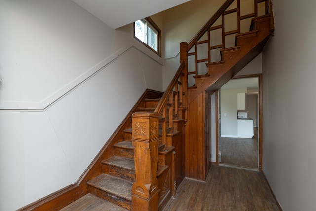 269 Chestnut St, Ellsworth, WI 54011 - stairway featuring wood finished floors