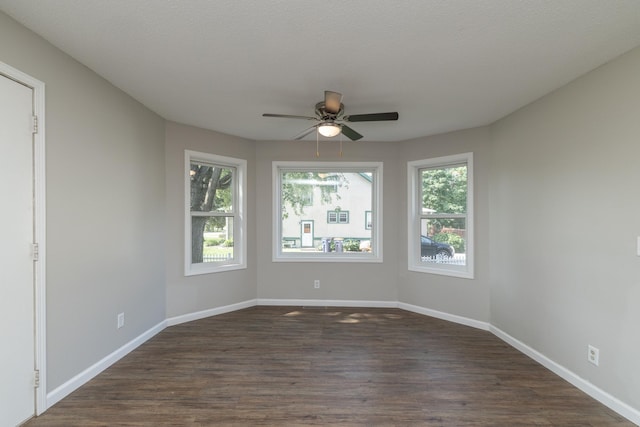 269 Chestnut St, Ellsworth, WI 54011 - empty room with a ceiling fan and dark wood-style floors