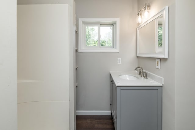 269 Chestnut St, Ellsworth, WI 54011 - bathroom featuring vanity and wood finished floors