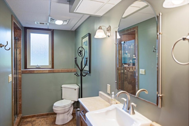 520 Wedgewood Ln N, Plymouth, MN 55441 - full bathroom featuring a shower stall, vanity, and a drop ceiling