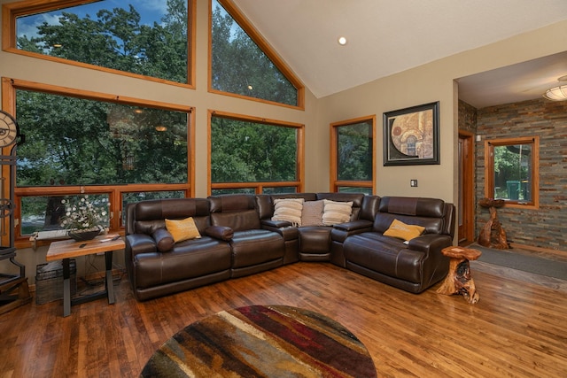 175 6th Ln NE, Oronoco, MN 55960 - living area with high vaulted ceiling and wood finished floors