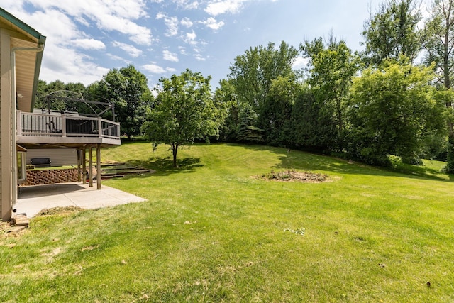 175 6th Ln NE, Oronoco, MN 55960 - view of green lawn with a patio area and a wooden deck