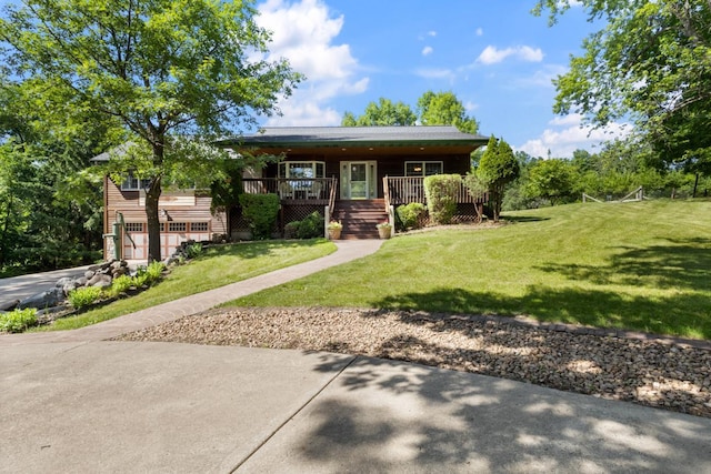 3170 Stark Rd, Fish Lake Twp, MN 55032 - view of front facade with driveway, a front yard, a garage, and stairway
