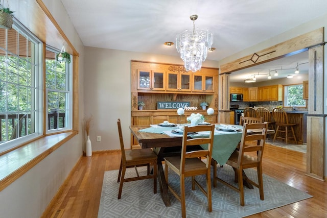 3170 Stark Rd, Fish Lake Twp, MN 55032 - dining area featuring a chandelier and light wood-style floors