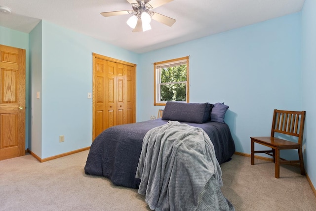 3170 Stark Rd, Fish Lake Twp, MN 55032 - bedroom featuring light colored carpet, a closet, and ceiling fan