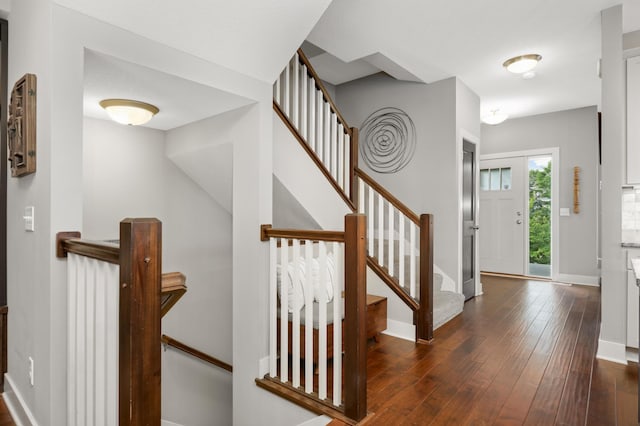 677 Sandstone Cir, Orono, MN 55356 - staircase featuring hardwood / wood-style floors and baseboards