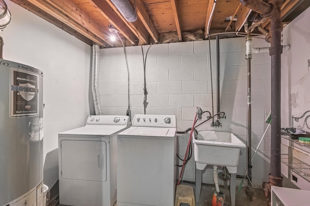 800-802 Parkview Ln, Champlin, MN 55316 - laundry area with electric water heater and washing machine and clothes dryer
