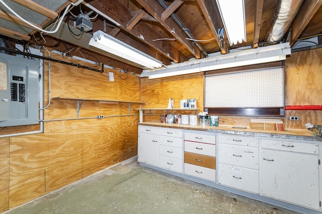 1007 12th Ave NE, Rochester, MN 55906 - unfinished below grade area featuring electric panel and wood walls