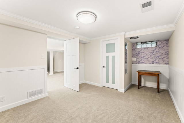 3615 33rd Ave S, Minneapolis, MN 55406 - unfurnished bedroom with a wainscoted wall, light carpet, and ornamental molding