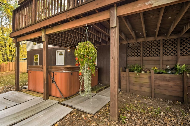 1952 75th Ave, Dresser, WI 54009 - view of patio / terrace with a hot tub and a wooden deck