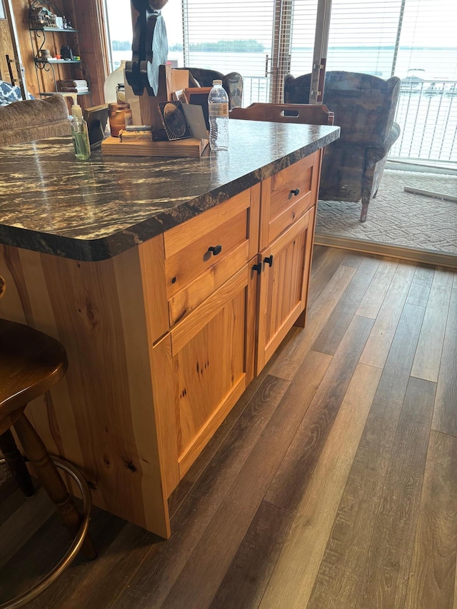 9151 Breezy Point Dr Unit 424, Pequot Lakes, MN 56472 - kitchen with dark wood-style floors and dark countertops