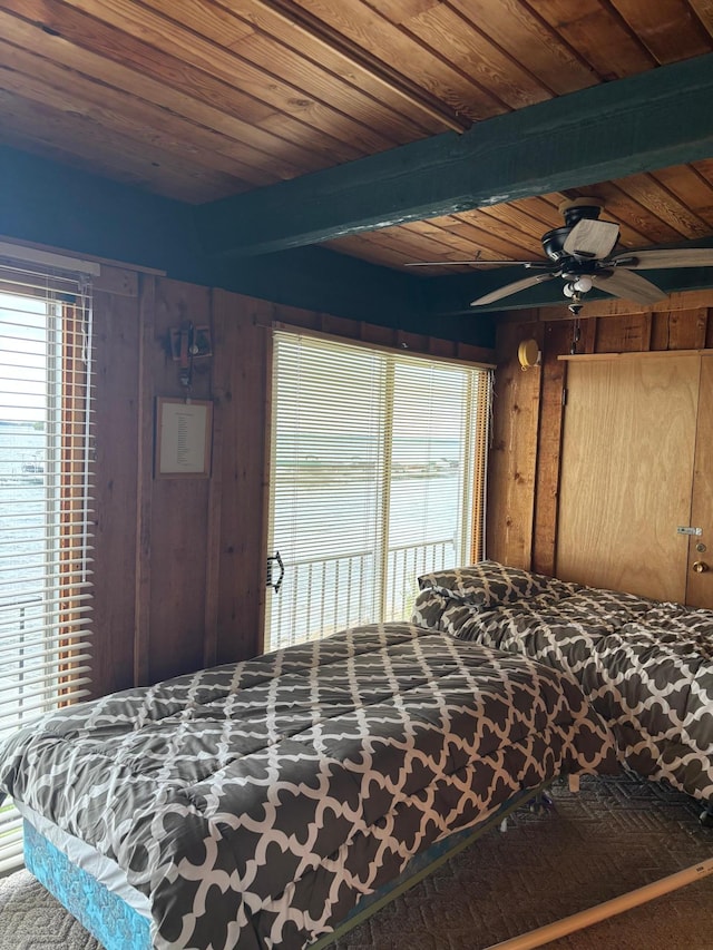 9151 Breezy Point Dr Unit 424, Pequot Lakes, MN 56472 - bedroom with wood walls and wooden ceiling