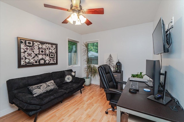 5220 Jersey Ave N, Crystal, MN 55428 - office area with light wood finished floors and ceiling fan
