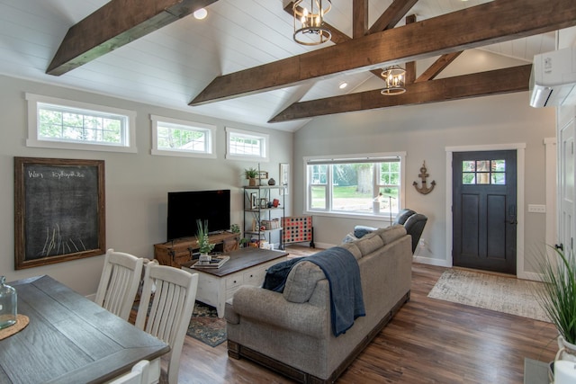 21865 512th Ln, Mcgregor, MN 55760 - living area featuring an AC wall unit and wood finished floors