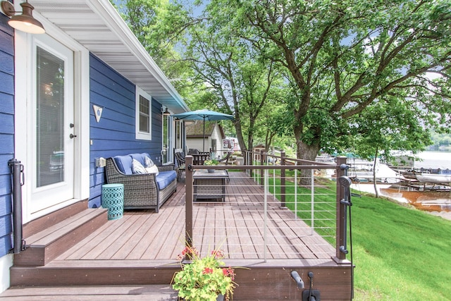 21865 512th Ln, Mcgregor, MN 55760 - wooden deck featuring a lawn and entry steps