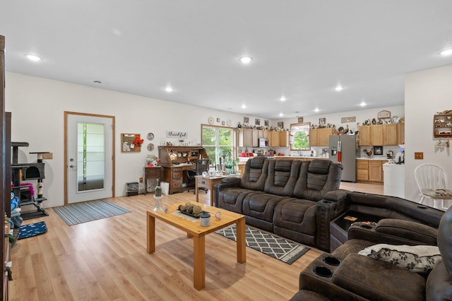 18981 247th Ave NW, Orrock Twp, MN 55309 - living area with light wood finished floors and recessed lighting
