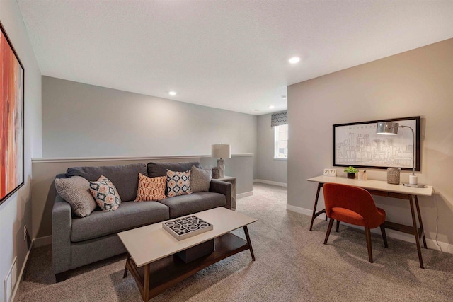 17021 Draper Way, Lakeville, MN 55044 - carpeted living room featuring an office area and recessed lighting