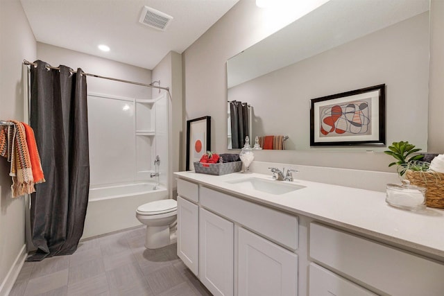 17021 Draper Way, Lakeville, MN 55044 - bathroom with vanity, shower / bath combo with shower curtain, and tile patterned floors