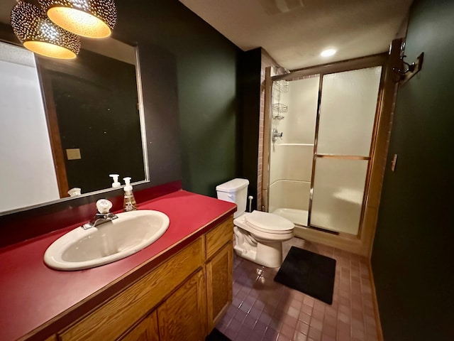 18224 Flanders St NE, East Bethel, MN 55092 - bathroom with tile patterned floors, a shower stall, and vanity