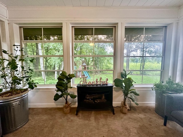 18224 Flanders St NE, East Bethel, MN 55092 - sunroom featuring plenty of natural light and a wood stove