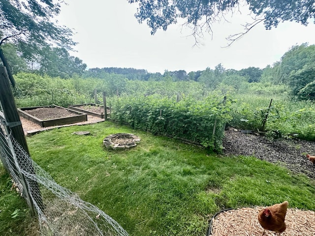 18224 Flanders St NE, East Bethel, MN 55092 - view of grassy yard with a garden and a fire pit