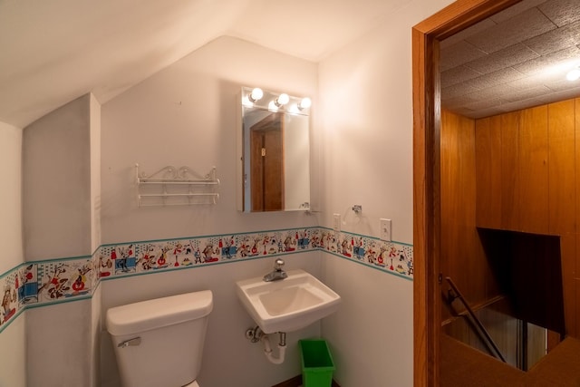 208 Lincoln St SW, Mapleton, MN 56065 - half bath featuring toilet and lofted ceiling