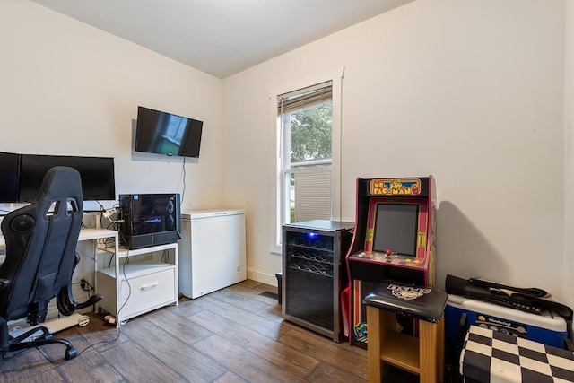 205 Main St, Marshall, MN 56258 - office with beverage cooler and wood finished floors