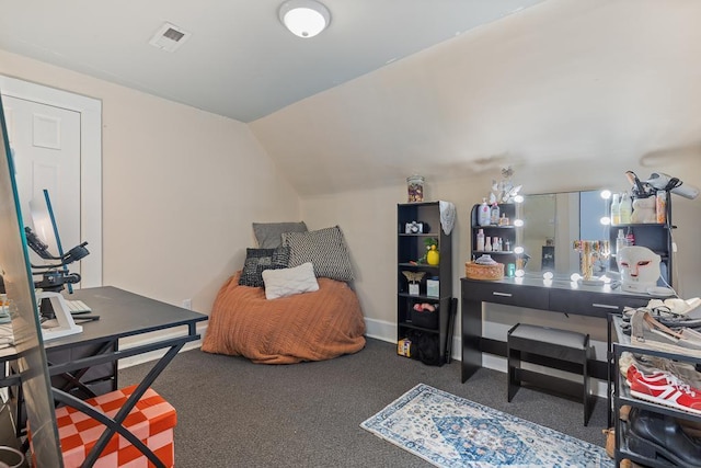 205 Main St, Marshall, MN 56258 - carpeted bedroom featuring vaulted ceiling and an office area