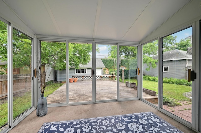 4623 Blaisdell Ave S, Minneapolis, MN 55419 - unfurnished sunroom featuring vaulted ceiling
