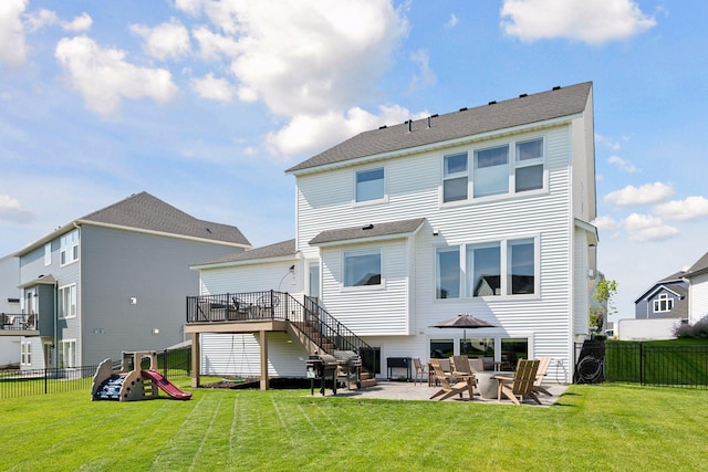 2348 Kester Ave NE, Saint Michael, MN 55376 - back of house featuring a fenced backyard, stairway, a patio area, and a deck