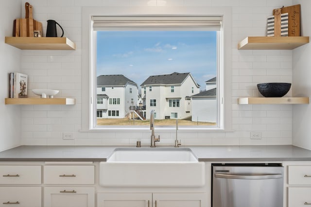 2348 Kester Ave NE, Saint Michael, MN 55376 - kitchen featuring open shelves, dishwasher, and backsplash
