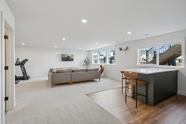 2348 Kester Ave NE, Saint Michael, MN 55376 - living area featuring recessed lighting, light carpet, and light wood finished floors