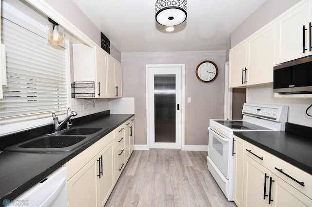 1253 3rd St N, Fargo, ND 58102 - kitchen featuring white appliances, white cabinets, and backsplash