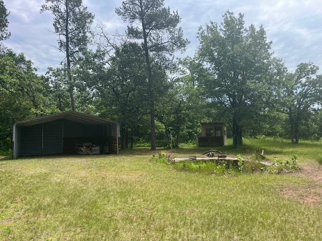 2750 330th St, Sterling Twp, WI 54840 - view of grassy yard with a detached carport and an outbuilding