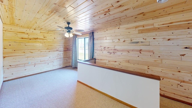 1001 3rd St SW, Crosby, MN 56441 - empty room with wooden ceiling, wooden walls, and a ceiling fan