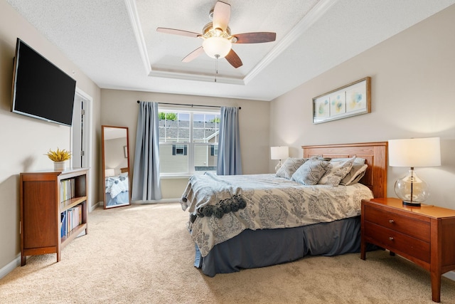 7742 Madelyn Creek Dr, Victoria, MN 55386 - bedroom with a tray ceiling, carpet flooring, and a ceiling fan
