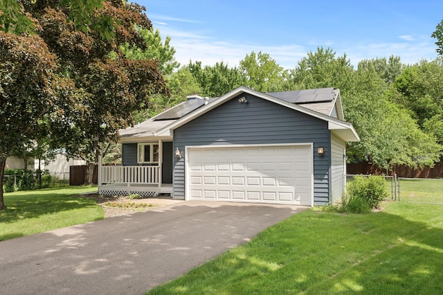 6722 116th Cir, Champlin, MN 55316 - ranch-style home with a garage, solar panels, and driveway