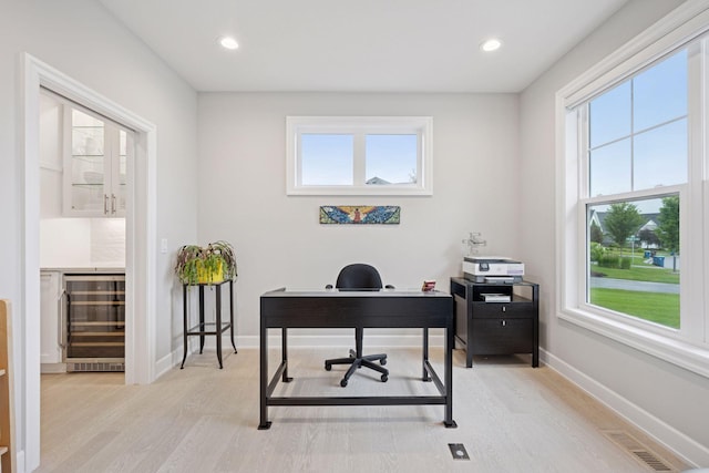 5975 Inland Ln N, Plymouth, MN 55446 - office space with beverage cooler, healthy amount of natural light, light wood-type flooring, and recessed lighting
