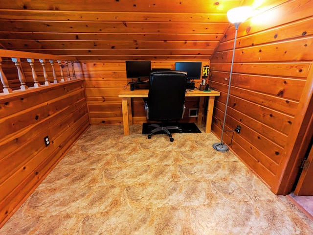 809 16th Ave SE, Austin, MN 55912 - carpeted office with vaulted ceiling and wooden walls