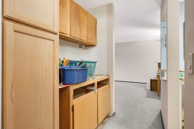 1887 Silver Bell Rd Unit 115, Eagan, MN 55122 - kitchen with light colored carpet, light brown cabinets, and light countertops