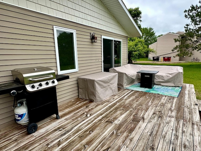 316 2nd St NE, Menahga, MN 56464 - wooden terrace with grilling area