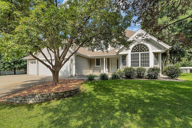 2668 Waterford Ct, Saint Cloud, MN 56301 - view of front facade with driveway, a front lawn, an attached garage, and covered porch