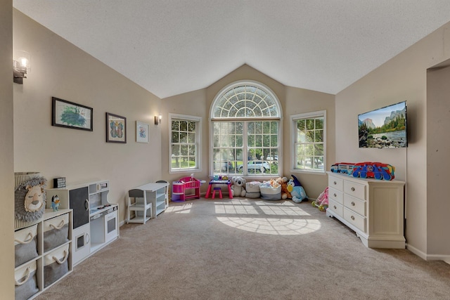 2668 Waterford Ct, Saint Cloud, MN 56301 - game room with carpet flooring and lofted ceiling
