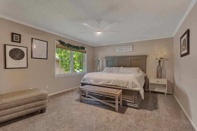 2668 Waterford Ct, Saint Cloud, MN 56301 - bedroom featuring ornamental molding, carpet floors, ceiling fan, and a textured ceiling