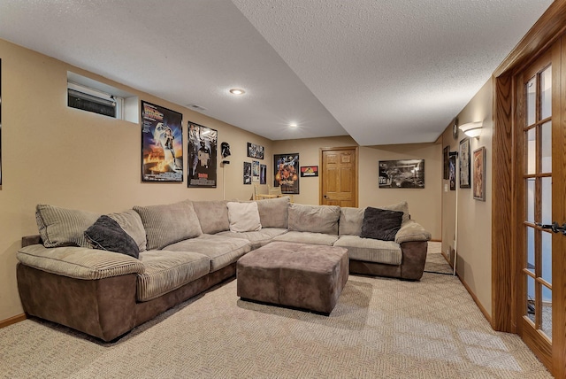 2668 Waterford Ct, Saint Cloud, MN 56301 - carpeted living room with recessed lighting and a textured ceiling
